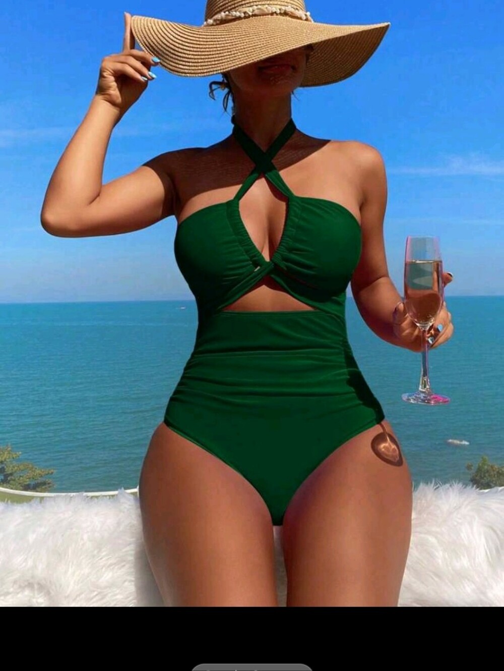 Size L Green Crisscross Cutout One-Piece Swimsuit - Picture 8 of 8